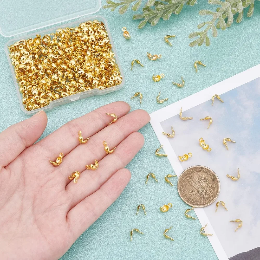 300 шт. наконечники для золотых бусин из нержавеющей стали 304 раскладной узел