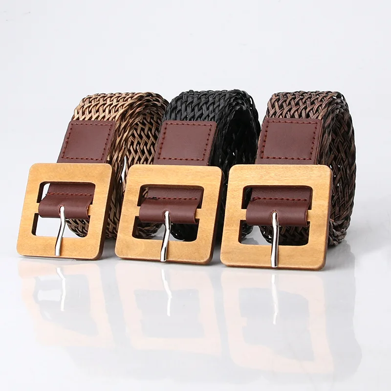 

Женский ремень Простой Ins с деревянной пряжкой с язычком ремень в Корейском стиле модный декоративный ремень для отдыха женский поясной рем...