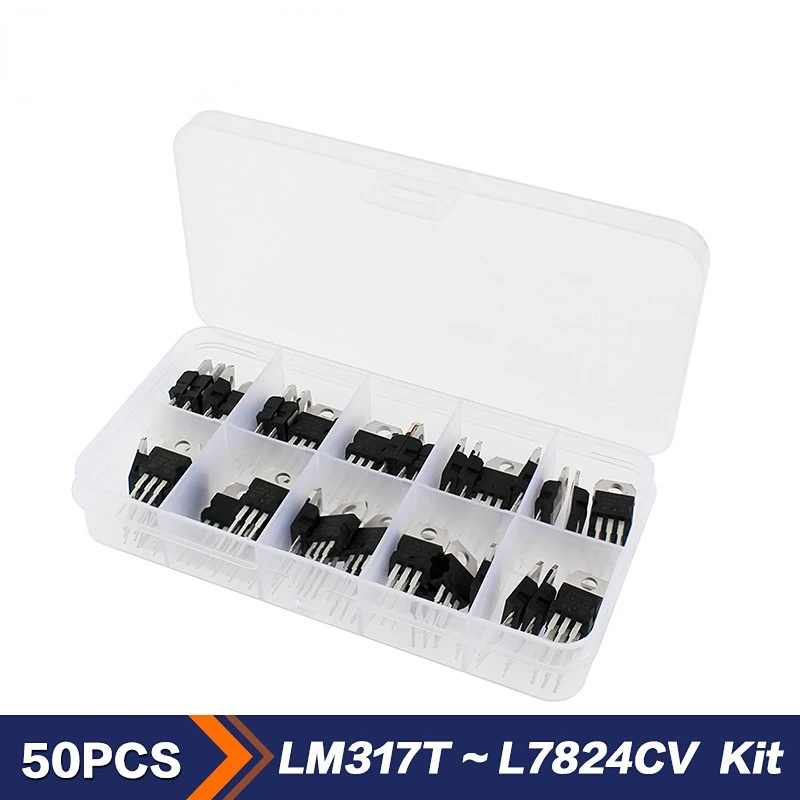 

50PCS L7805CV TO220 L7805 TO-220 LM317T L7806CV L7808CV L7809CV L7810CV L7812CV L7815CV L7818CV L7824CV Transistor Kit