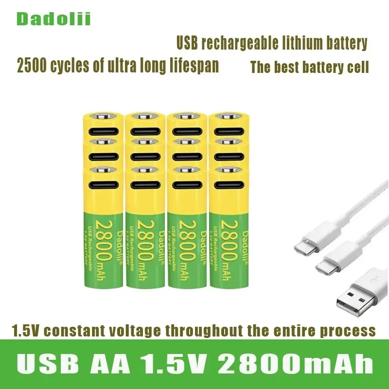 Литий-ионная аккумуляторная батарея Dadoli AA 2800 мАч 1 5 в USB 2 А быстрая зарядка
