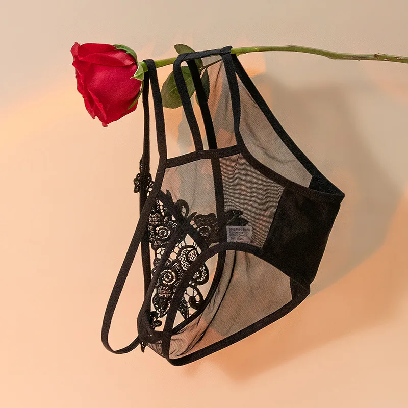 Женские сексуальные черные кружевные трусики с высокой талией большие размеры