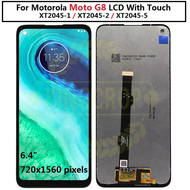 

For moto G8 LCD Display With Frame Touch Screen XT2045-1 XT2045-2 XT2045-5 Digiziter For Motorola Moto G8 Display touch screen