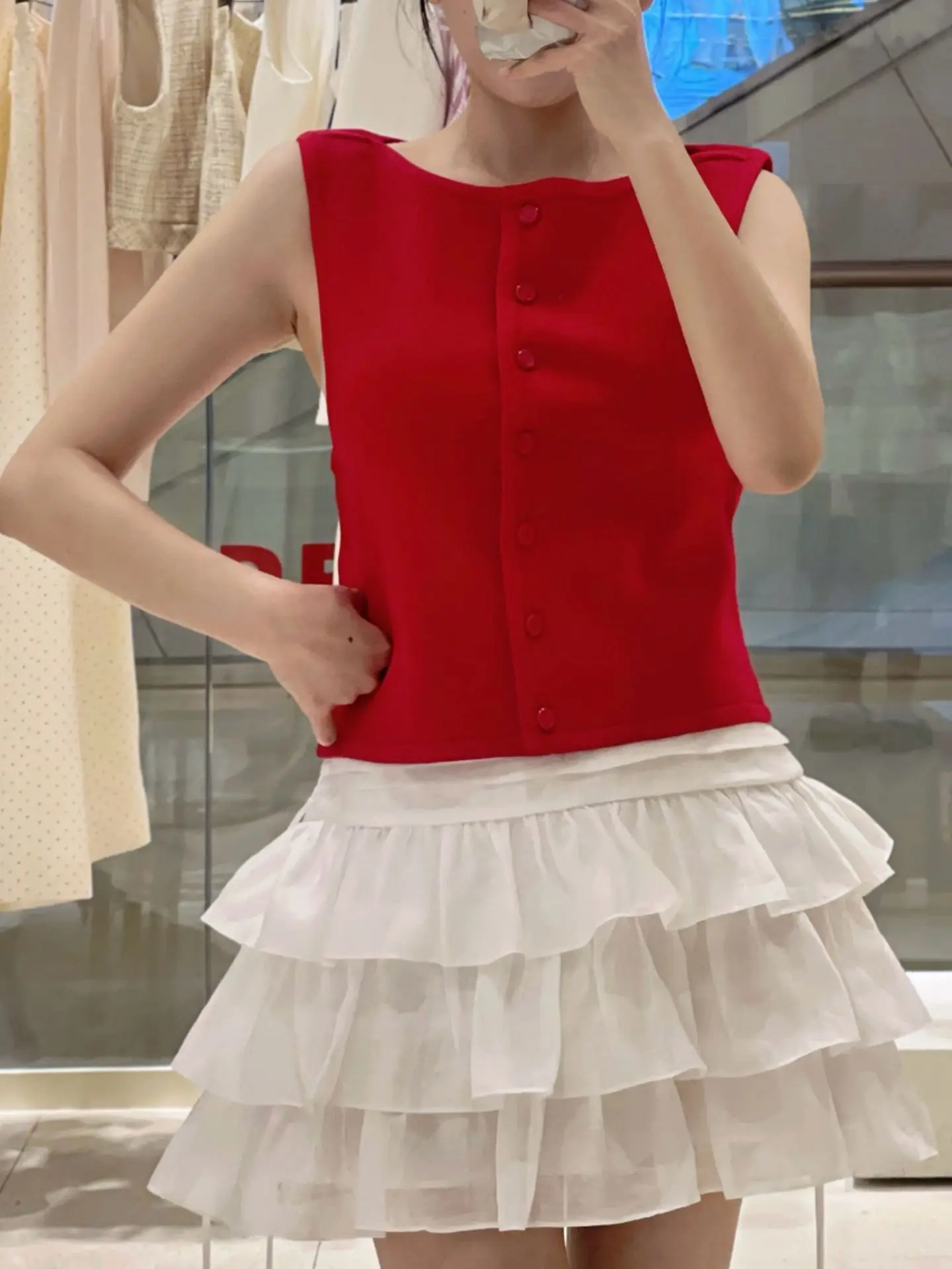 Весенний новый красный комплект из двух вязаных предметов для похудения женщин