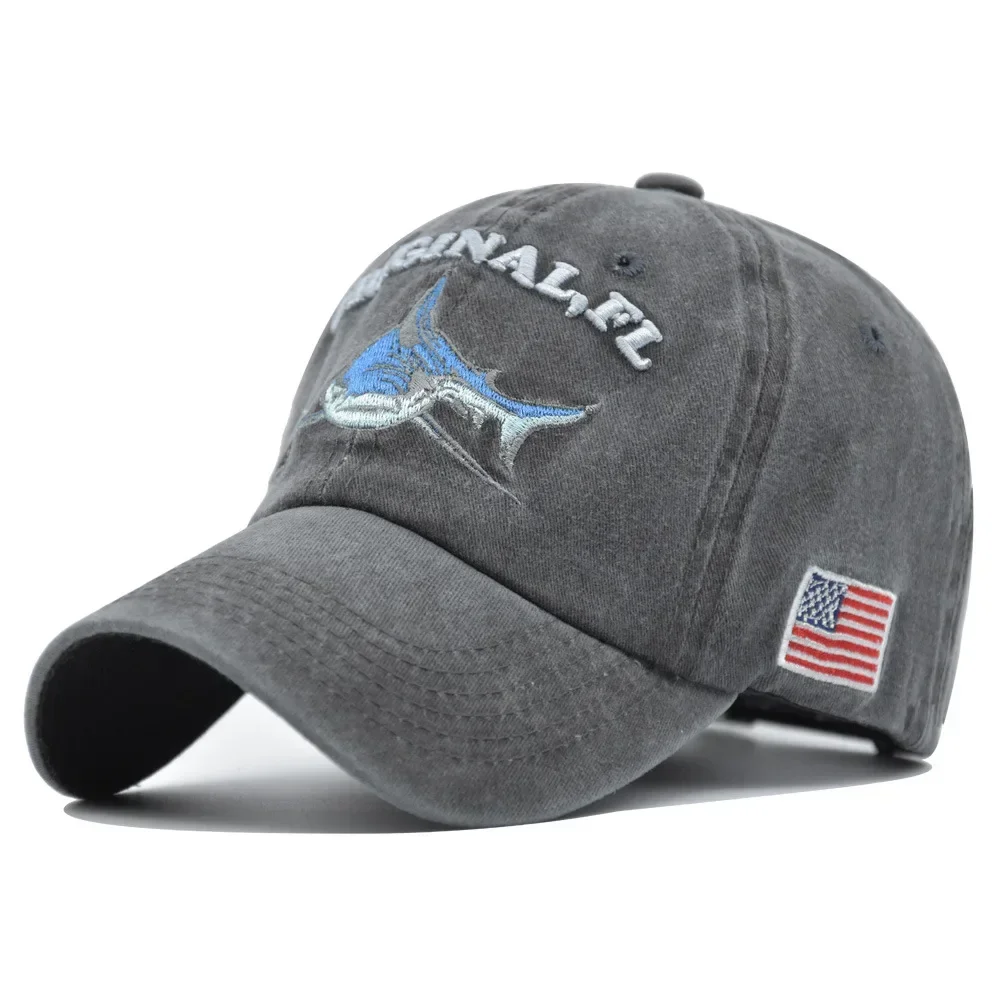 Модная бейсболка с 3D вышивкой акулы мужская Snapback женская хлопковая шляпа для