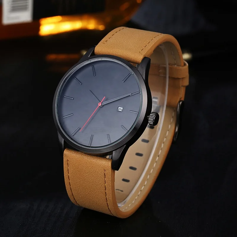

SMVPMen Quartz Watch Relogio Masculino Military Sport Wristwatch Leather Strap Mens Reloj Complete Calendar Watches Homme Saati