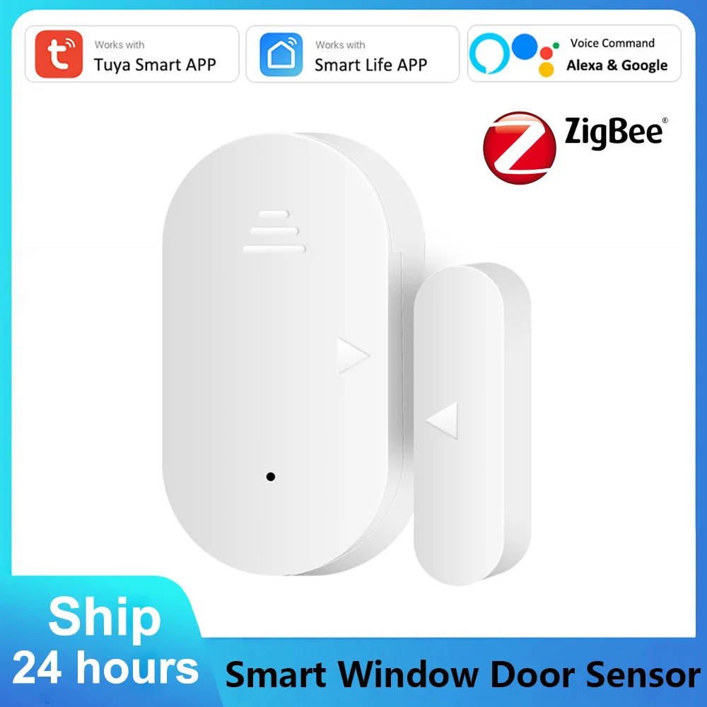 

Tuya Smart Zigbee Window Door Sensor Detectors Open / Closed App Notification Alert / Security Alarm Sound Alexa Google Home