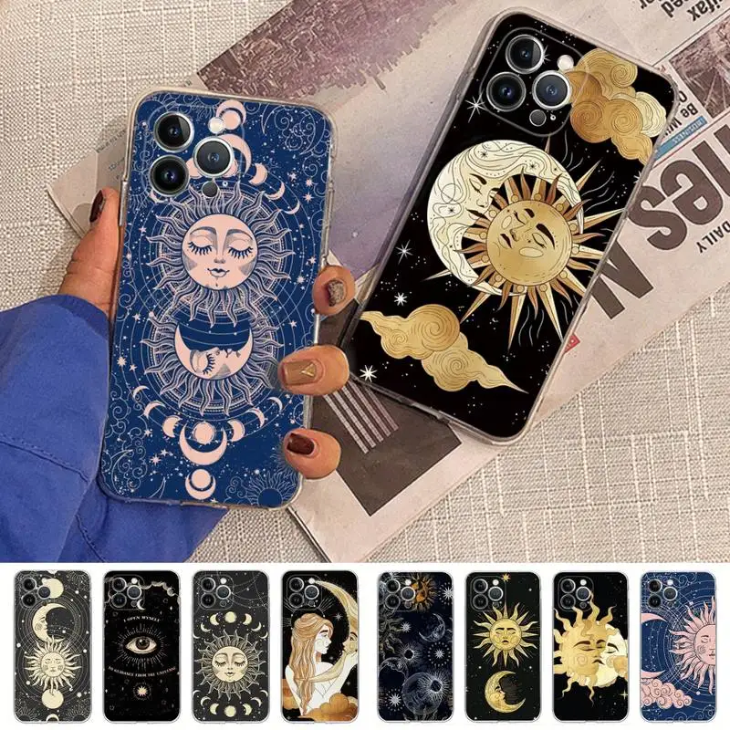 

Funny Sun Moon Face Phone Case Silicone Soft for iphone 14 13 12 11 Pro Mini XS MAX 8 7 6 Plus X XS XR Cover