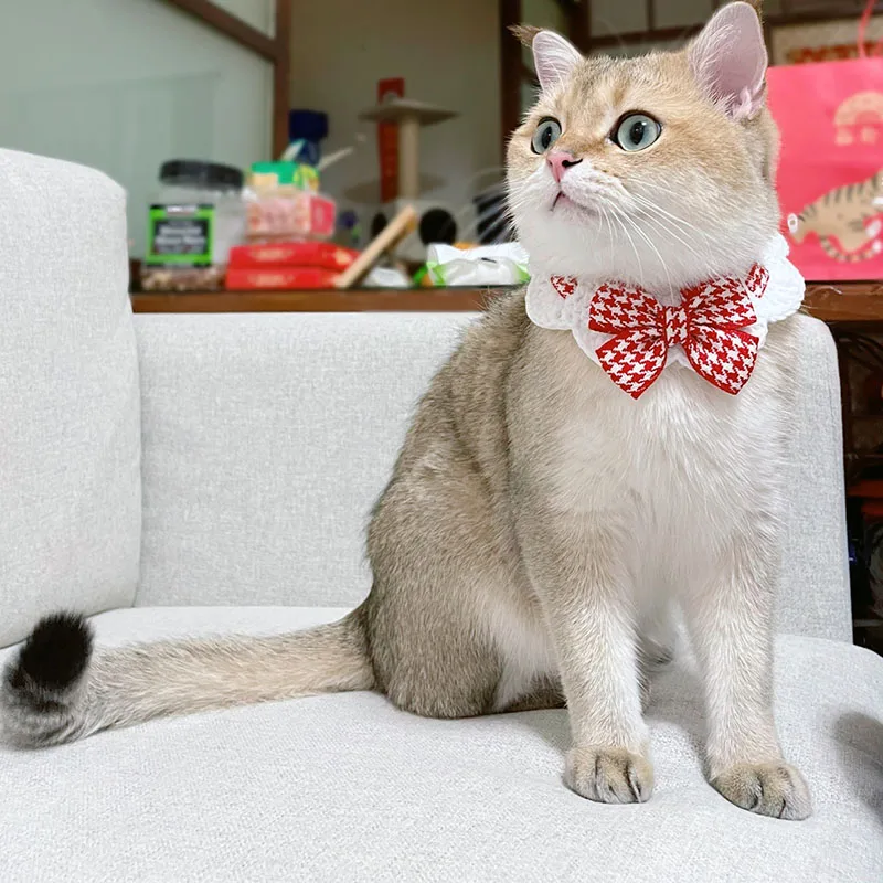 

Cat Dog Christmas Knitted Scarf Pet Collar Saliva Towel Kitty Outfits New Year Bow Tie Bib Collar for Small Dog Pet Accessories
