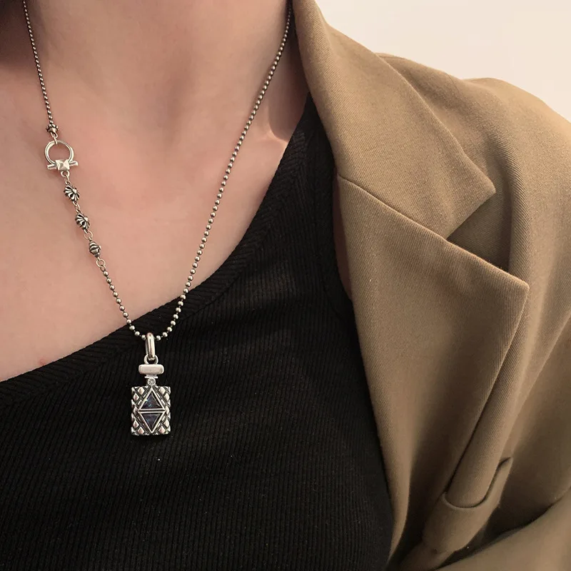 

FMILY Simple 925 Sterling Silver Perfume Bottle Pendant Necklace Fashion Personality Niche Hip-hop Jewelry for Girlfriend Gift