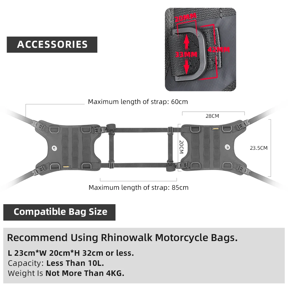 

Боковая подвесная система для мотоциклетного бака Rhinowalk, Боковая Сумка для топливного бака двигателя, базовый жилет для двигателя с системой MOLLE, передняя подставка для крепления