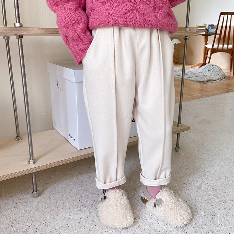 

Children's pants casual loose daddy pants winter new boys and girls carrot pants thick woolen all-matched fashion pants