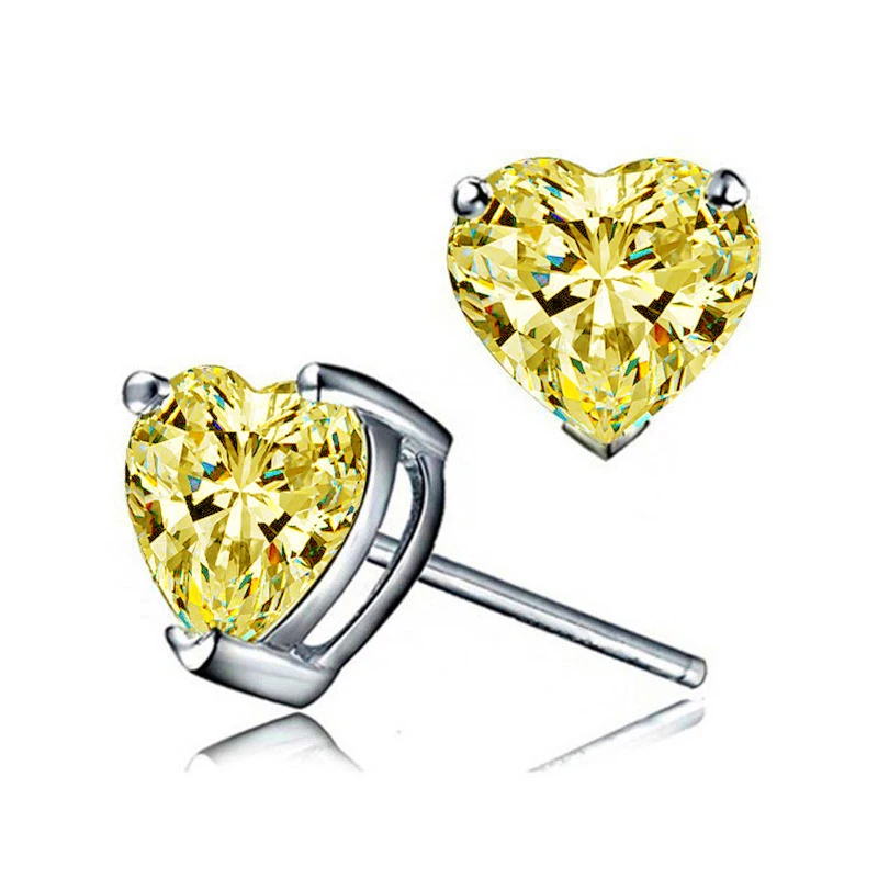 

New Delicate Heart Cubic Zirconia Stud Earrings Multi Colors Available Simple Stylish Women's Love Earrings Statement Jewelry