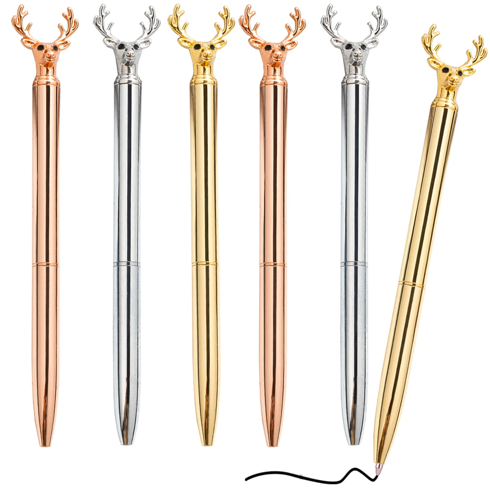 100 Pcs Luxury Elk Metal Creative Ballpoint Pens Rose Gold Office Supplies Nice Gifts For Christmas Wedding Birthday Custom Logo