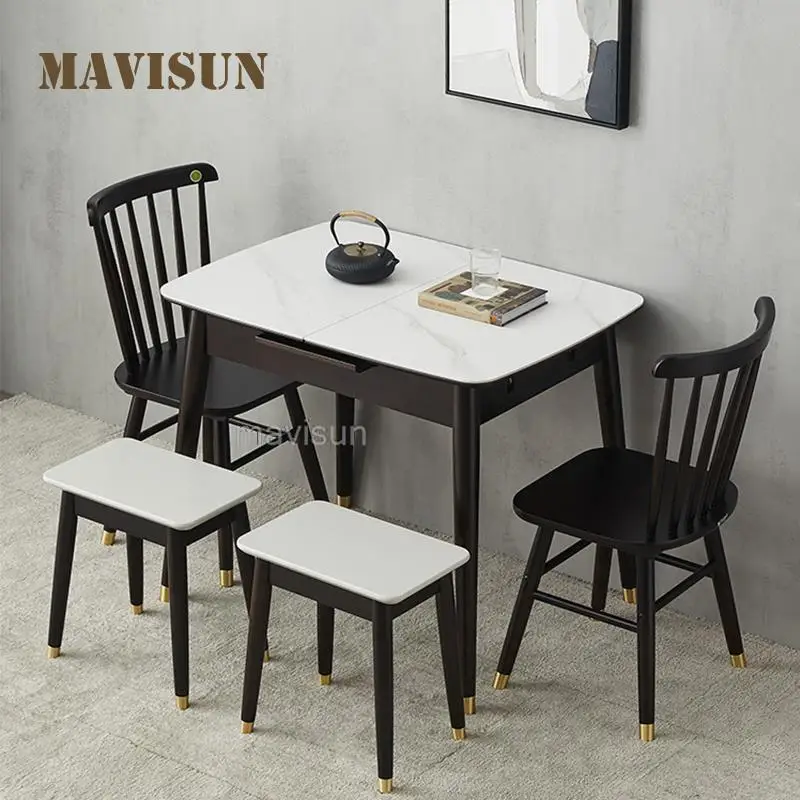 

Folding Loft Kitchen Table Wall Auxiliary Solid Wood Nordic Extendable Side Desk Transformer Table 4 Chairs For Small Family