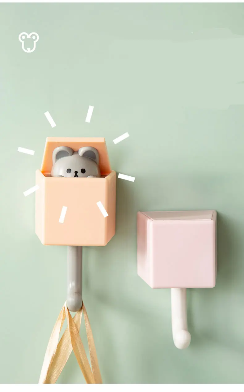 

Cartoon Cat Hook Self，Adhesive Dormitory Bedroom Door Hangers Hooks Umbrella Key Towel Cap Coat Rack