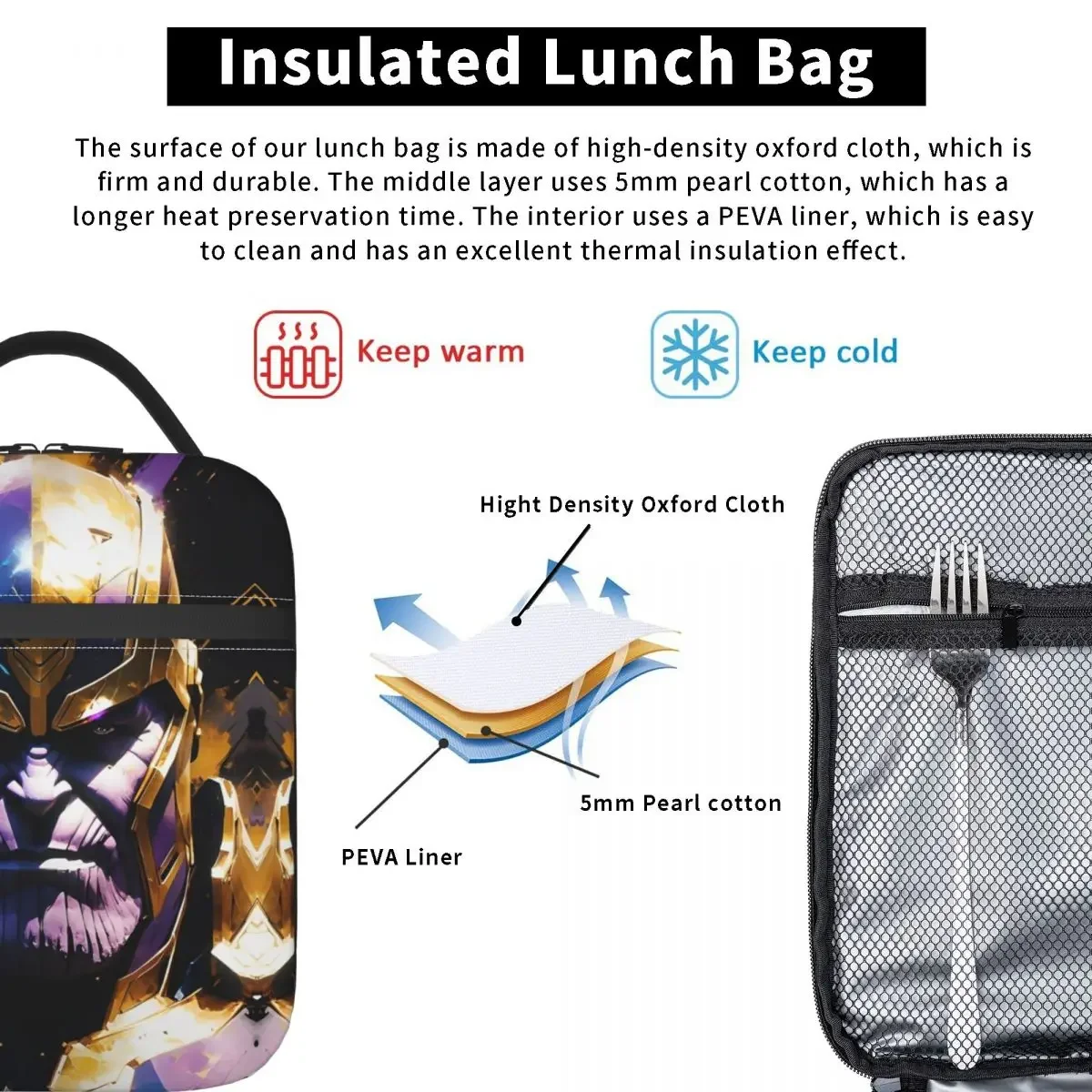 Thanos Ретро Сумка Для Обеда Герметичный Контейнер Еды Сумка-холодильник Мужчин И