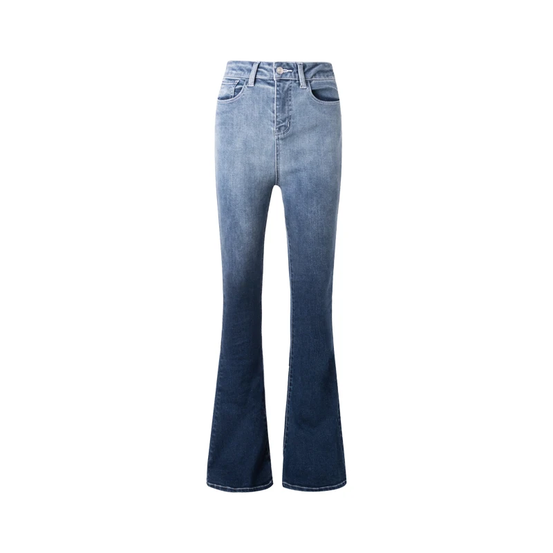 

Blue Gradient Flared Jeans for Women Spring and Autumn High Waist Slim Fit Slimming Mop Trousers