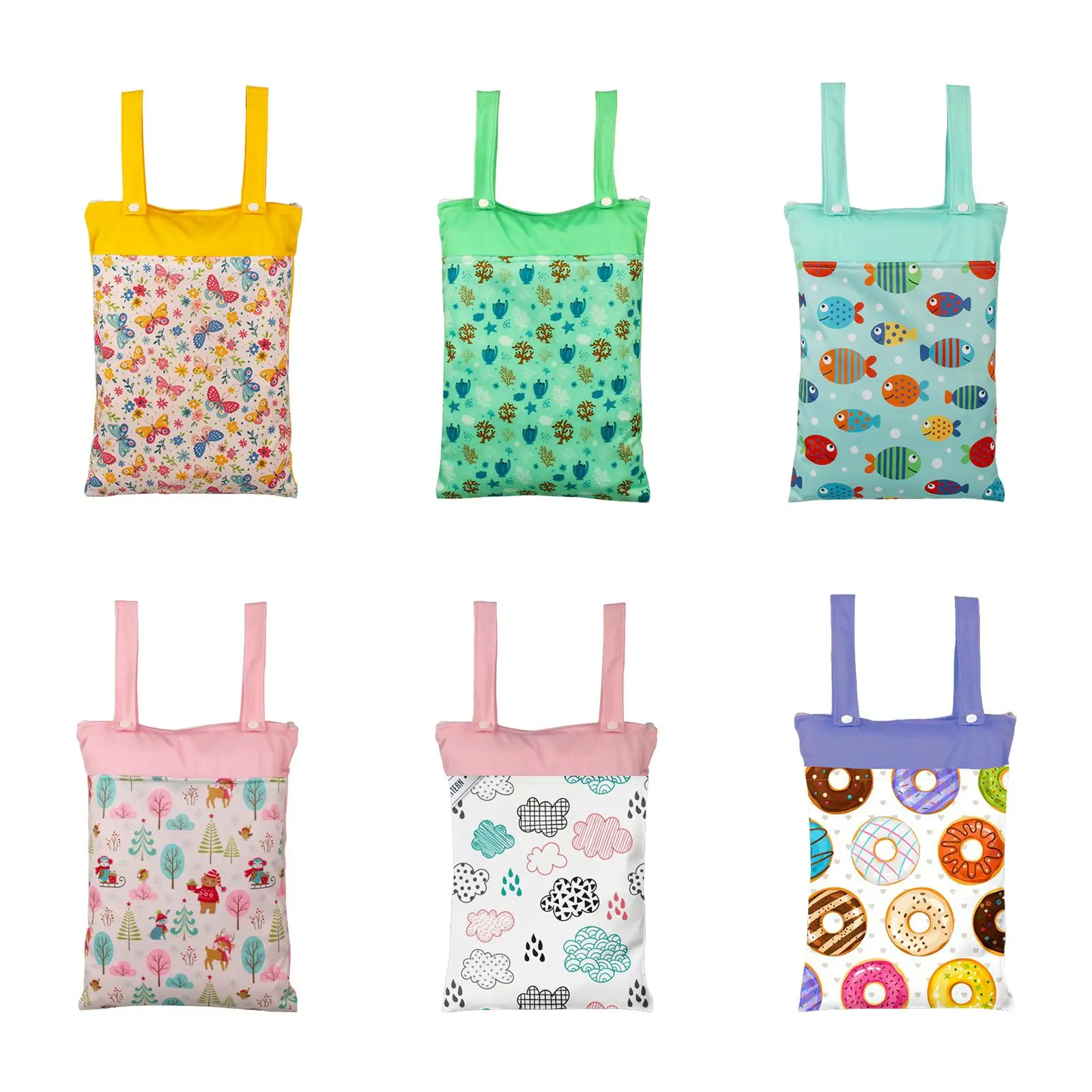 Baby Diaper Pouch Wipe Storage Bag Wet and Dry Separation Infant 9.84'' x 13.78'' for Shopping Newborn Gift