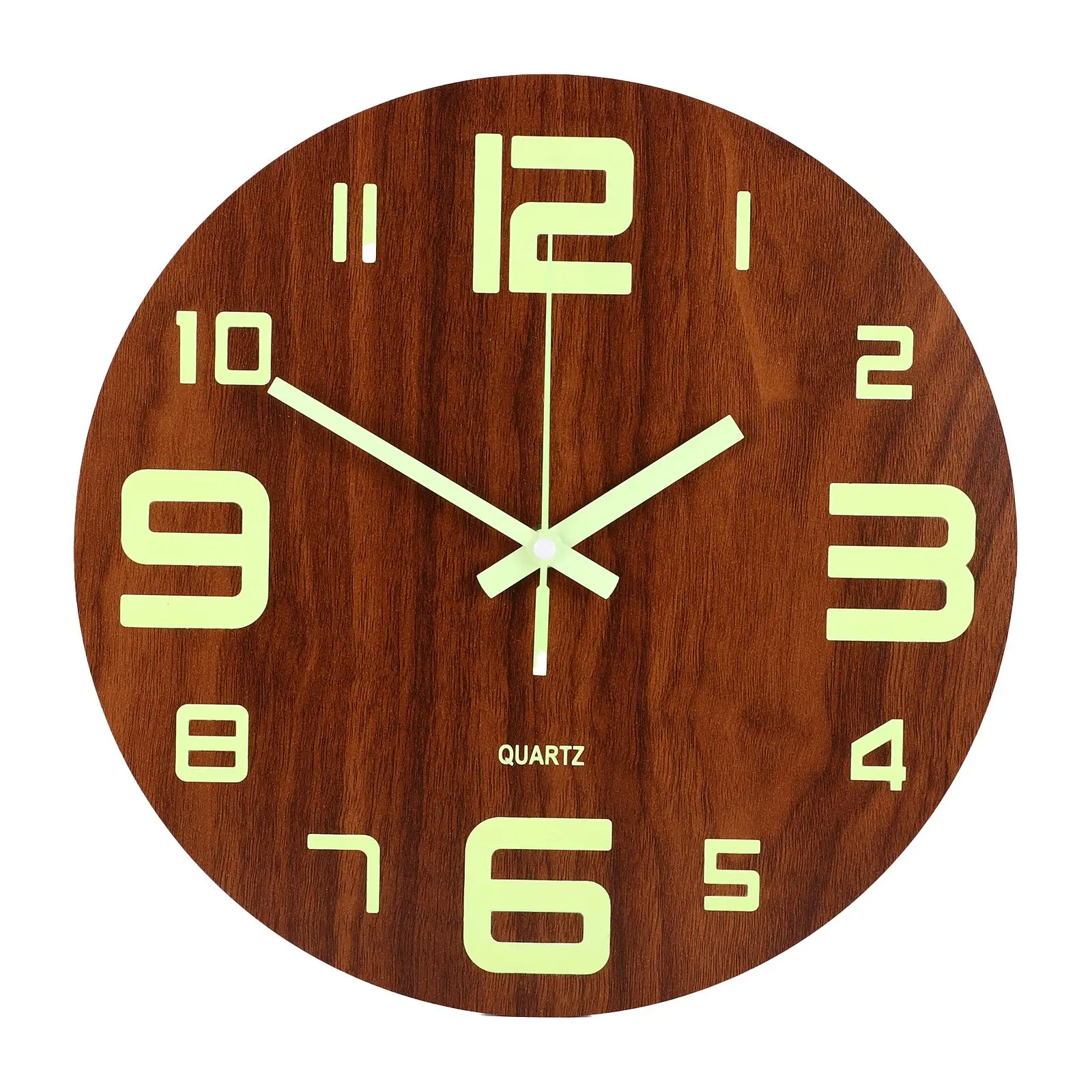 

12" Creative Luminous Wooden Wall Clock Luminous Number Hanging Digital Clocks Quiet Dark Glowing Modern Watches Home Decoration