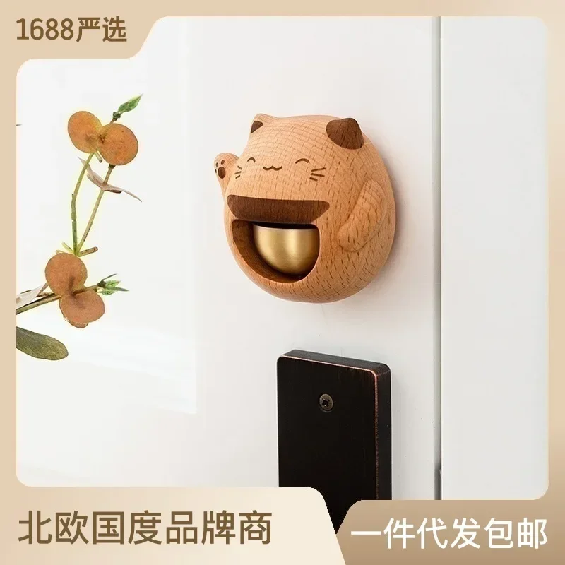 

Всасывающая дверь в стиле удачи кот ветер колокольчик медный колокольчик Японский вход напоминание колокольчик дверной звонок подвеска