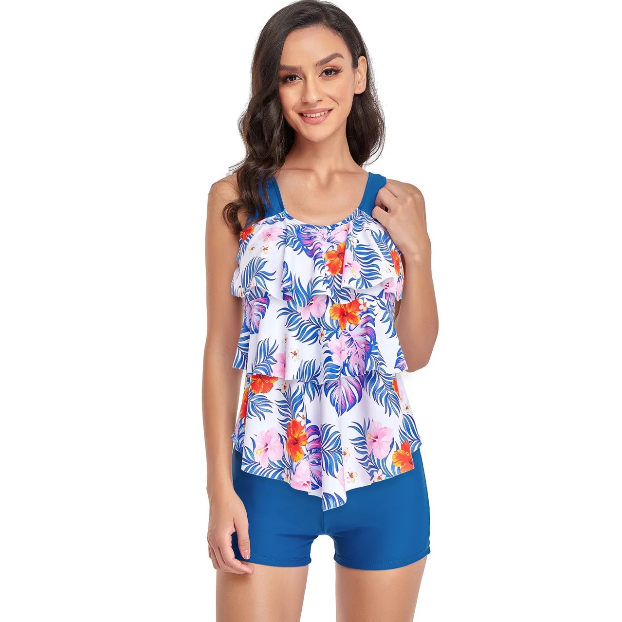 

Flounces Print Swimsuit Fashion Women Beach Sport Two-Pieces New Swimwear Bathing Clothes For Ladies