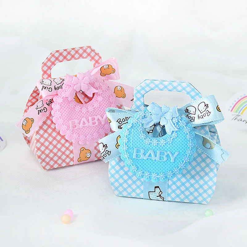 

10Pcs Baby Shower Candy Box Blue Pink Chocolate Gift Boxes Bag for Kids 1st Birthday Party Boy Girl Gender Reveal Decorations