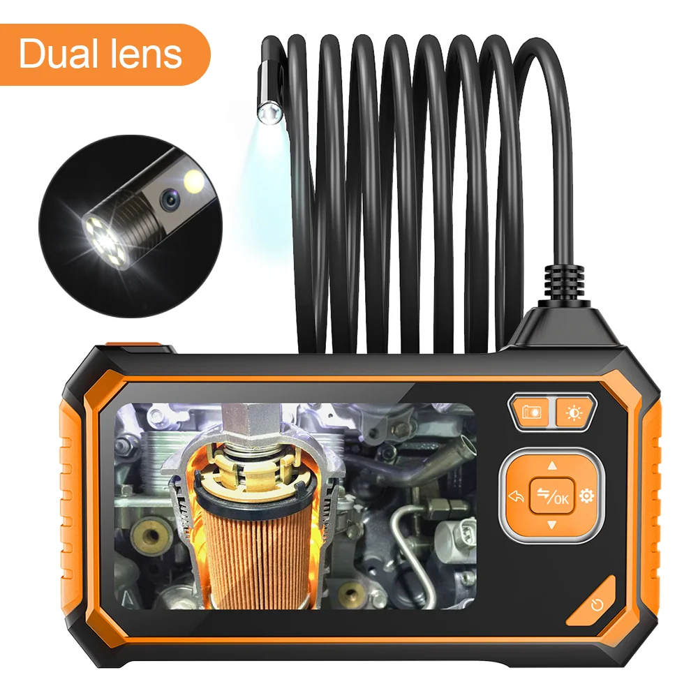

1080P 4.3inch Rod Dual Lens 8mm 2.0MP Borescope Rotating Drain Sewer Video Endoscope Camera Mobile with 15m Hard Cable