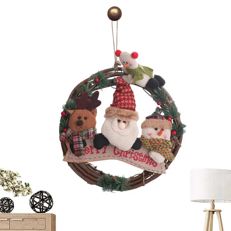 

Artificial Christmas Wreath Christmas Front Door Decorations Rattan Wreath Create A Christmas Atmosphere With Doll Pendant For