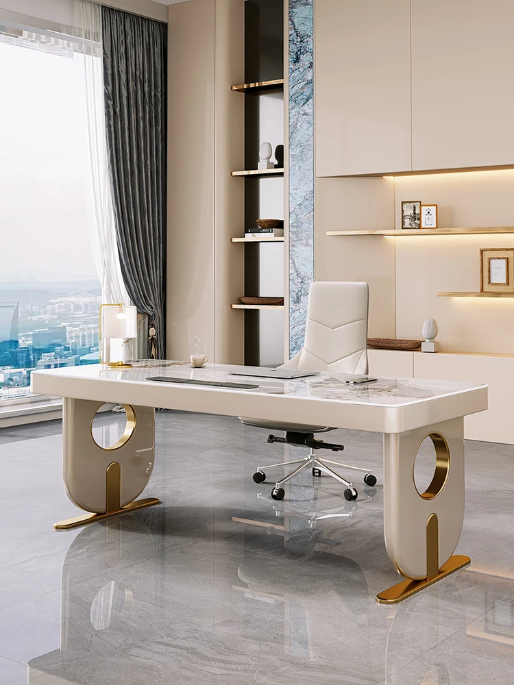

Italian light luxury rock plate desk Modern simple office desk Computer desk One small household desk