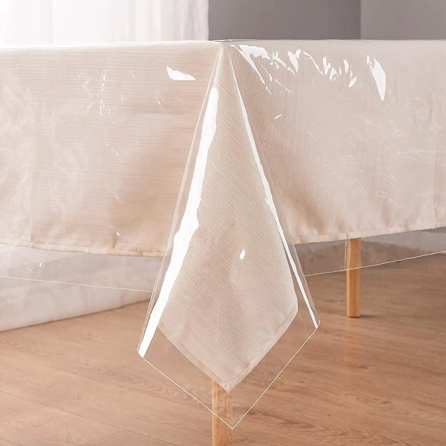 

Clear Plastic Tablecloth Protector Heavy Duty Vinyl Table Cover 100% Waterproof Oil Proof Wipeable for Indoor Outdoor Dining Tab