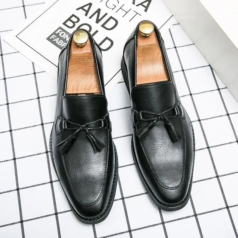 

Men's Shoes Spring British Black Work Height Increasing Bridegroom Men's Business Formal Casual Leather Shoes Young Men