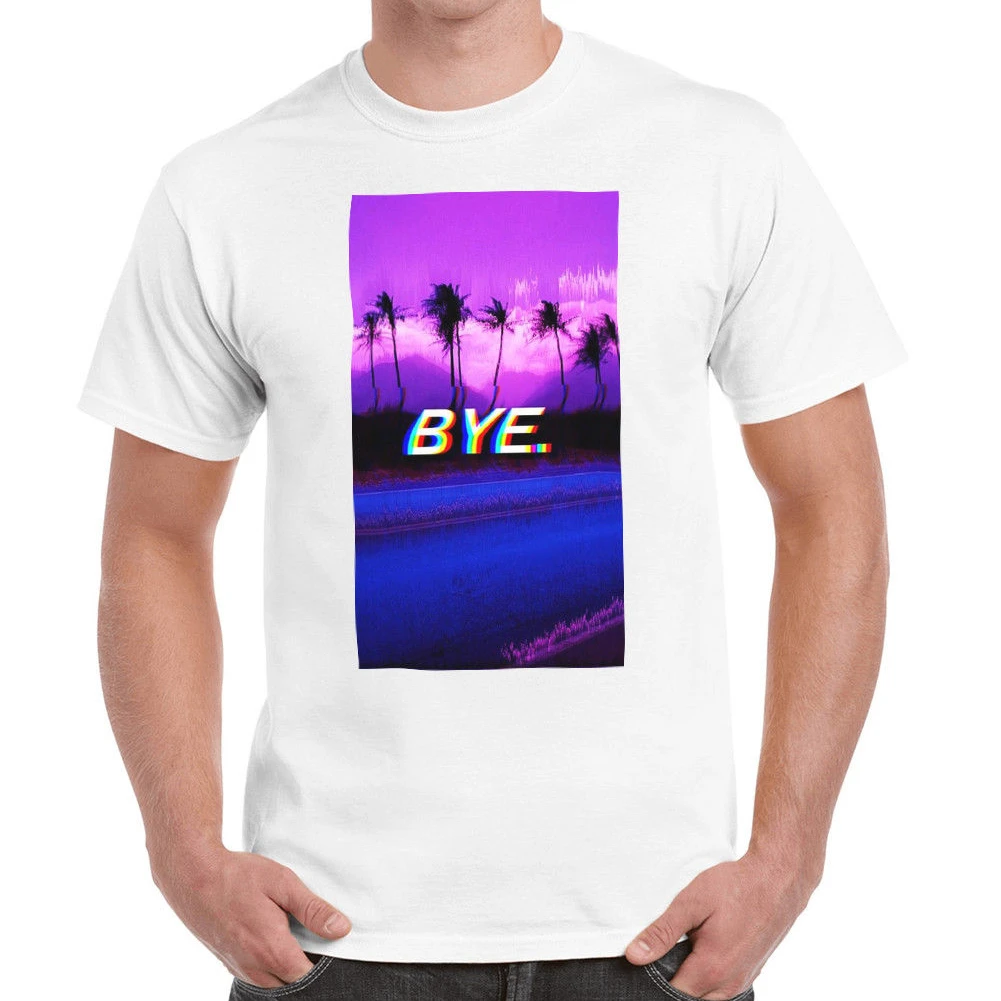 Мужская Ретро футболка Bye Miami Sad. Футболки с коротким рукавом из 100% хлопка в