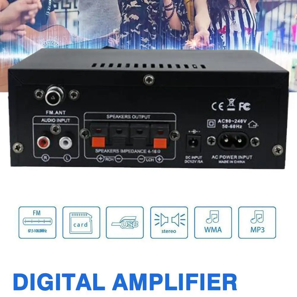 

Woopker AK45 HiFi Digital Amplifier Max Power 90Wx2 Channel 2.0 Bluetooth Surround Sound AMP Speaker for Home Car