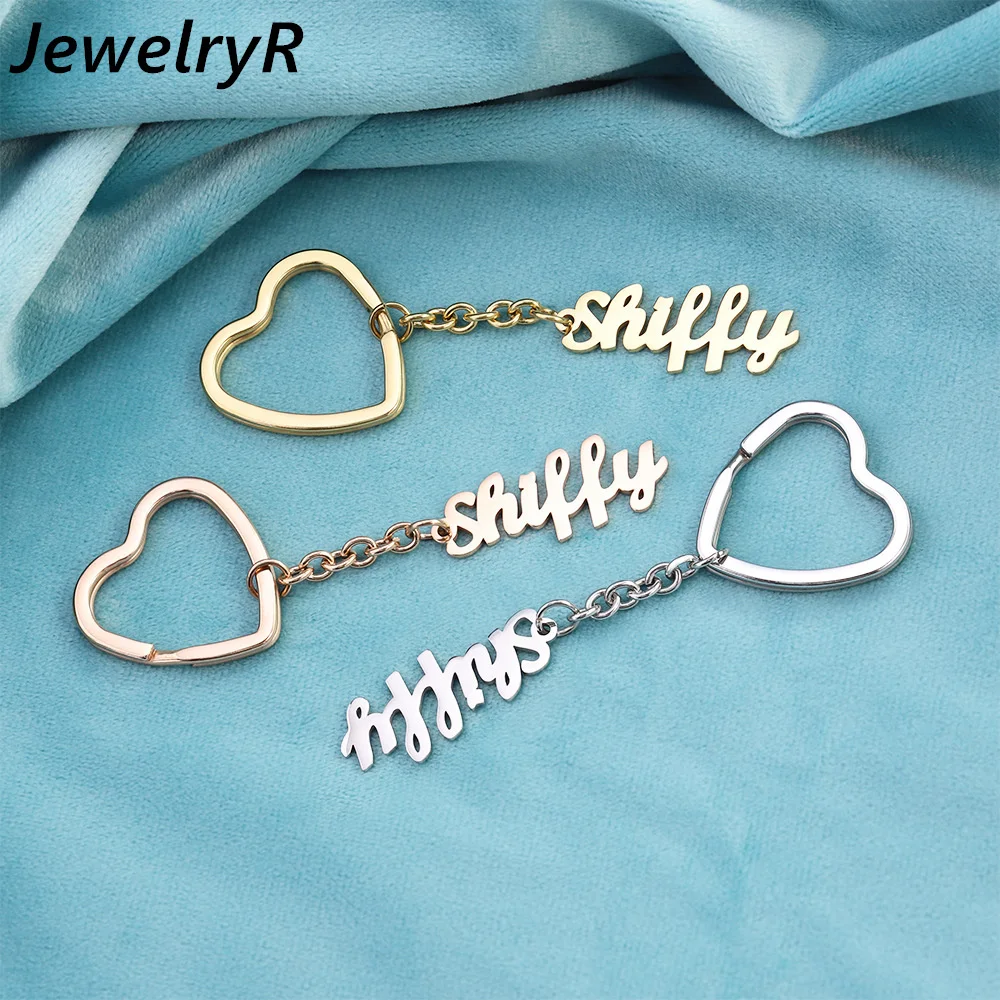 

JewelryR Personality Custom Name Keychain Stainless Steel Letter Nameplate Heart Keyring For Unisex Jewelry Anniversary Gift