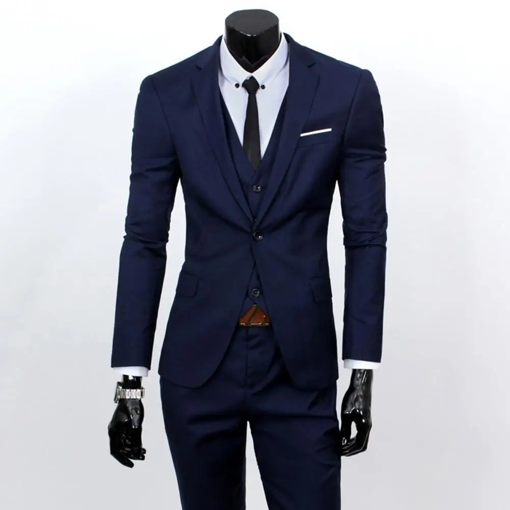 

Straight Trousers Soft Fabric Turn-down Collar Wedding Suit Set Groom Garment