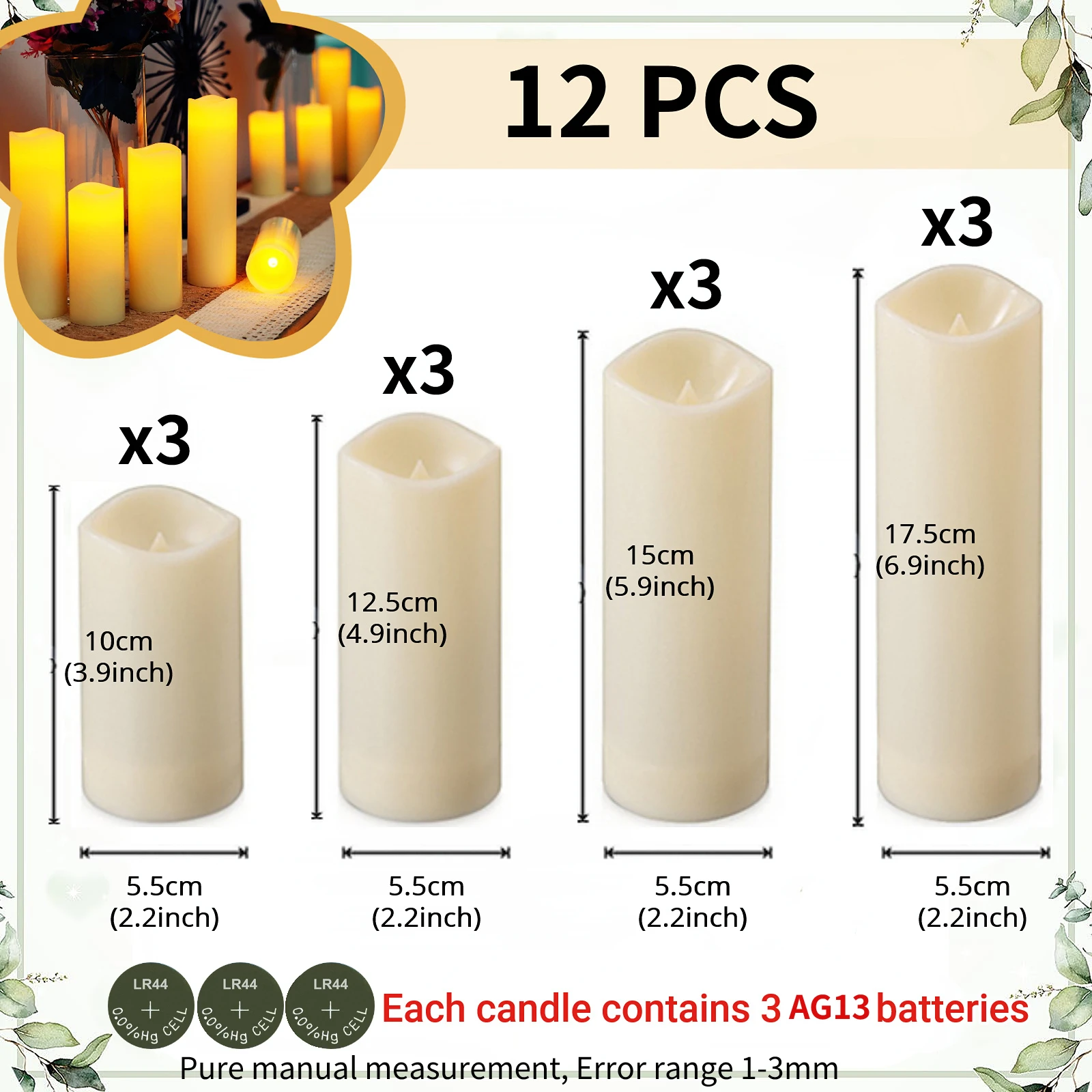 

120-12 шт. беспламенные Свечи, работающие от батарейки, свадебные декоративные светодиодные свечи, мерцающие Чайные свечи, свечи, свет для концерта