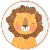 free shipping soft thick round rugs for children lion cartoon kids room mats cute bedroom decor carpets for boys girls