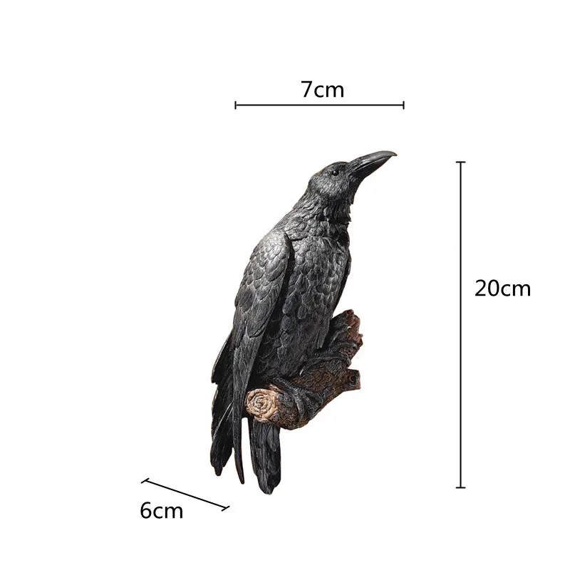 Искусственная скульптура животного изделия ручной работы из смолы ворон черная