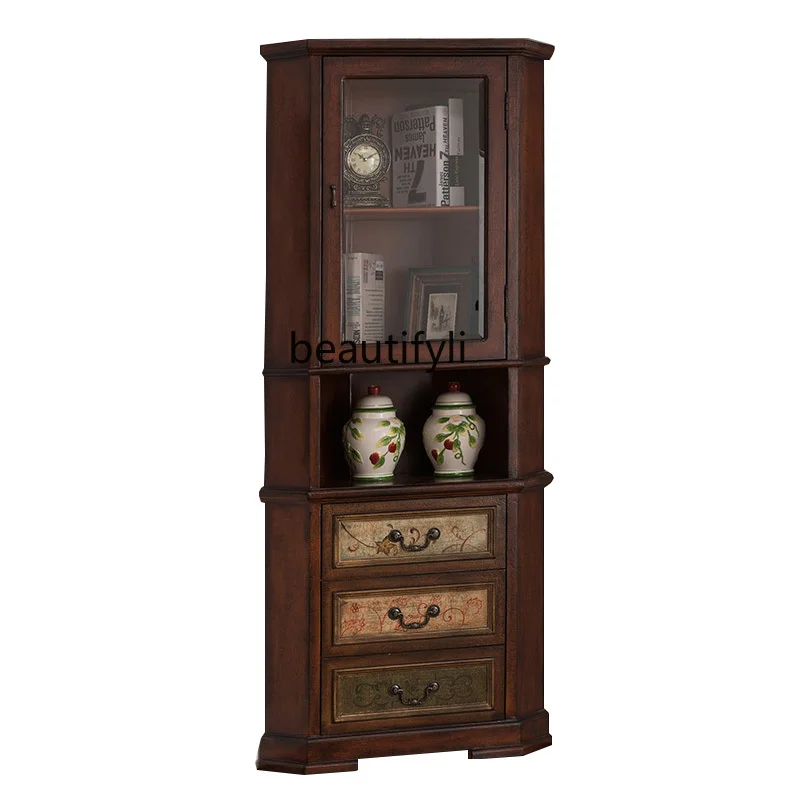 

zq American Triangle Corner Cabinet Wine Cabinet Painted Curio Cabinet Clothes Closet Antique Storage Side Cabinet Household