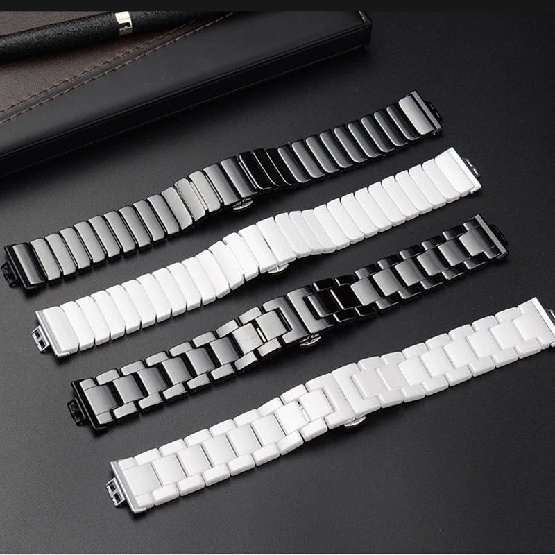 Ceramic Strap for Huawei Watch Fit Smart Watch Watchband Ceramic Mirror Replacement Belt TIA-B19/09 Butterfly buckle Men Women