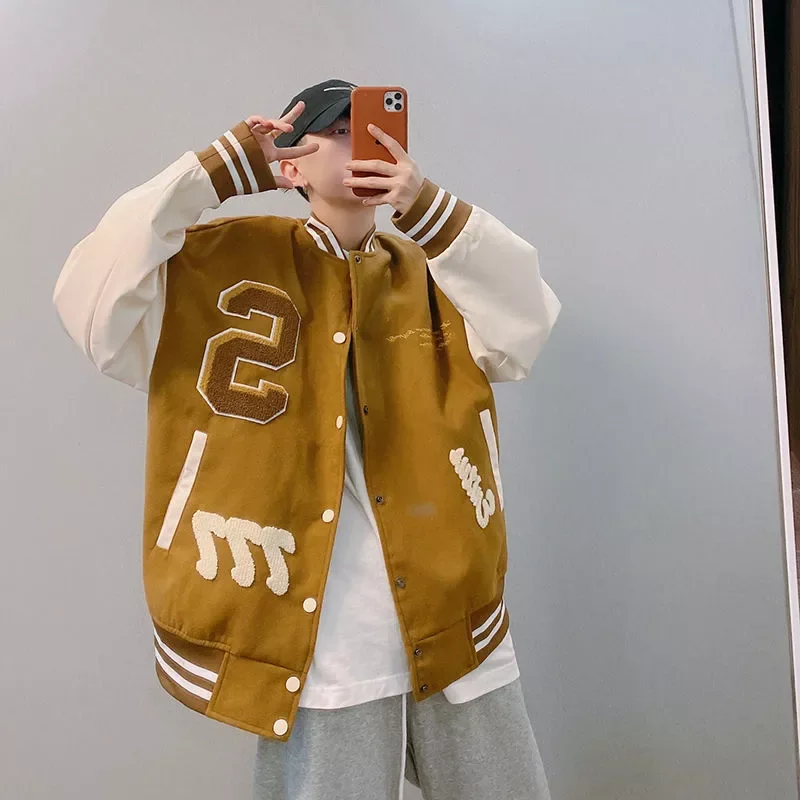 

fashion clothing trends streetwear new style PU leather stitching embroidery baseball uniform female bomber