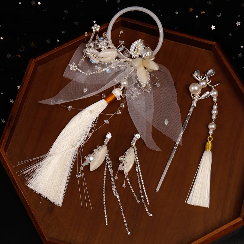 

New Chinese Bride's Hairband Tassel Hairpin Sets Wedding Cheongsam Wedding Hair Accessories