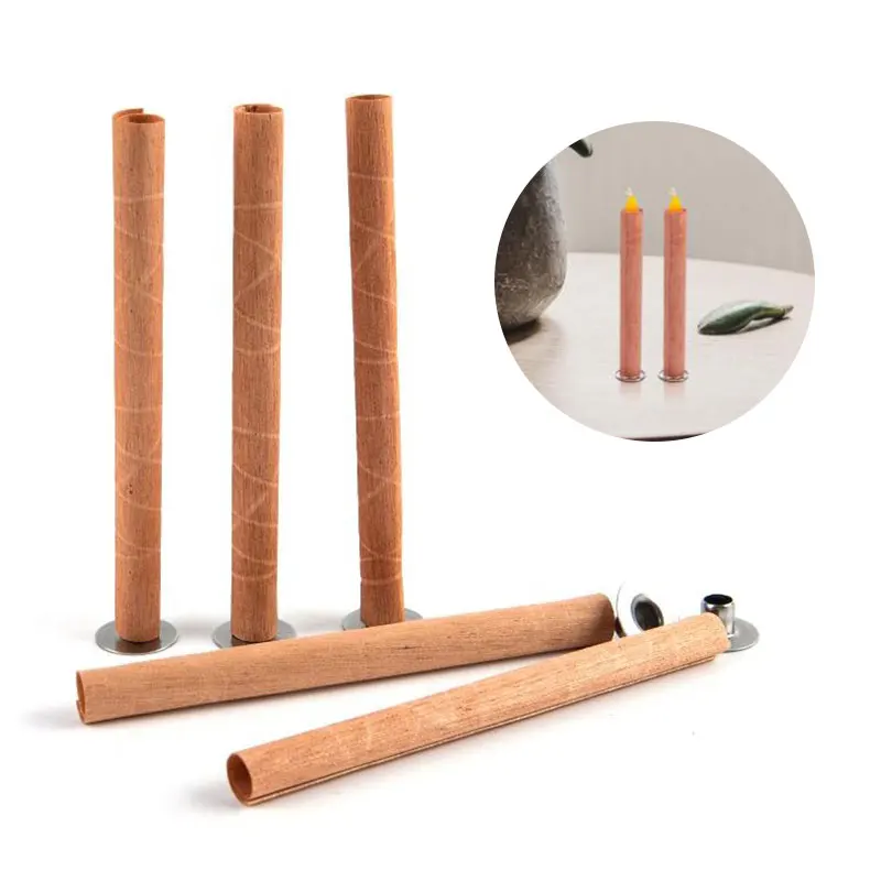 

1/10pcs Wooden Candle Wicks Round Tube Smokeless Candle Cores Replacement With Iron Stand For DIY Candle Making Craft