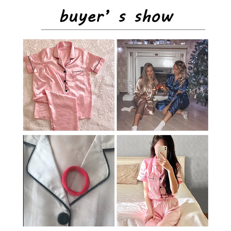 Sleepwear  for Women Short Sleeve Cardigan Summer Silk Housewear Lady Pajamas Birthday Pajamas Party Pijama