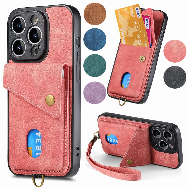 

Fashion Flip Wallet Cards Lanyard Phone Case For Realme 10 8s C30s C21 C20 OPPO A57 A17 A93 A77 Magnetic Car Holder Back Cover
