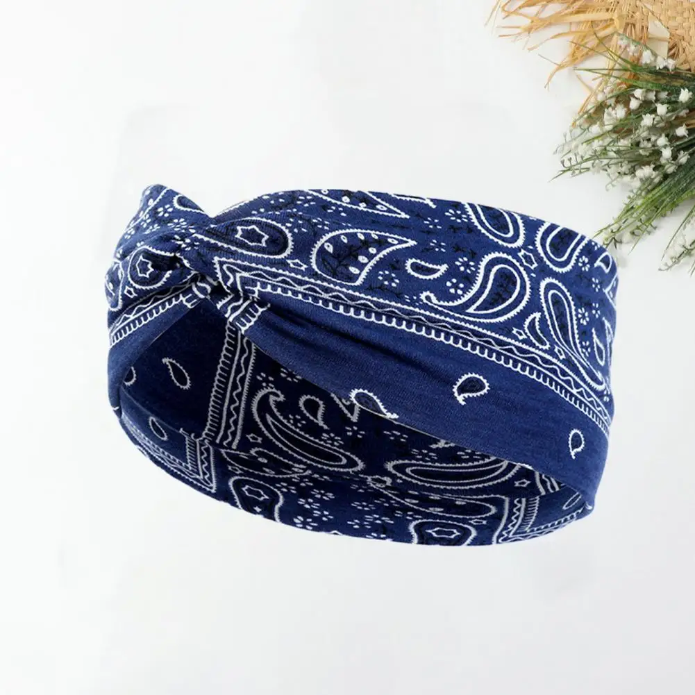 

Elastic Headband Stylish Vintage Print Headbands for Sweat Absorption No Slip Workout for Cycling Jogging Hair Wrapping Bohemian