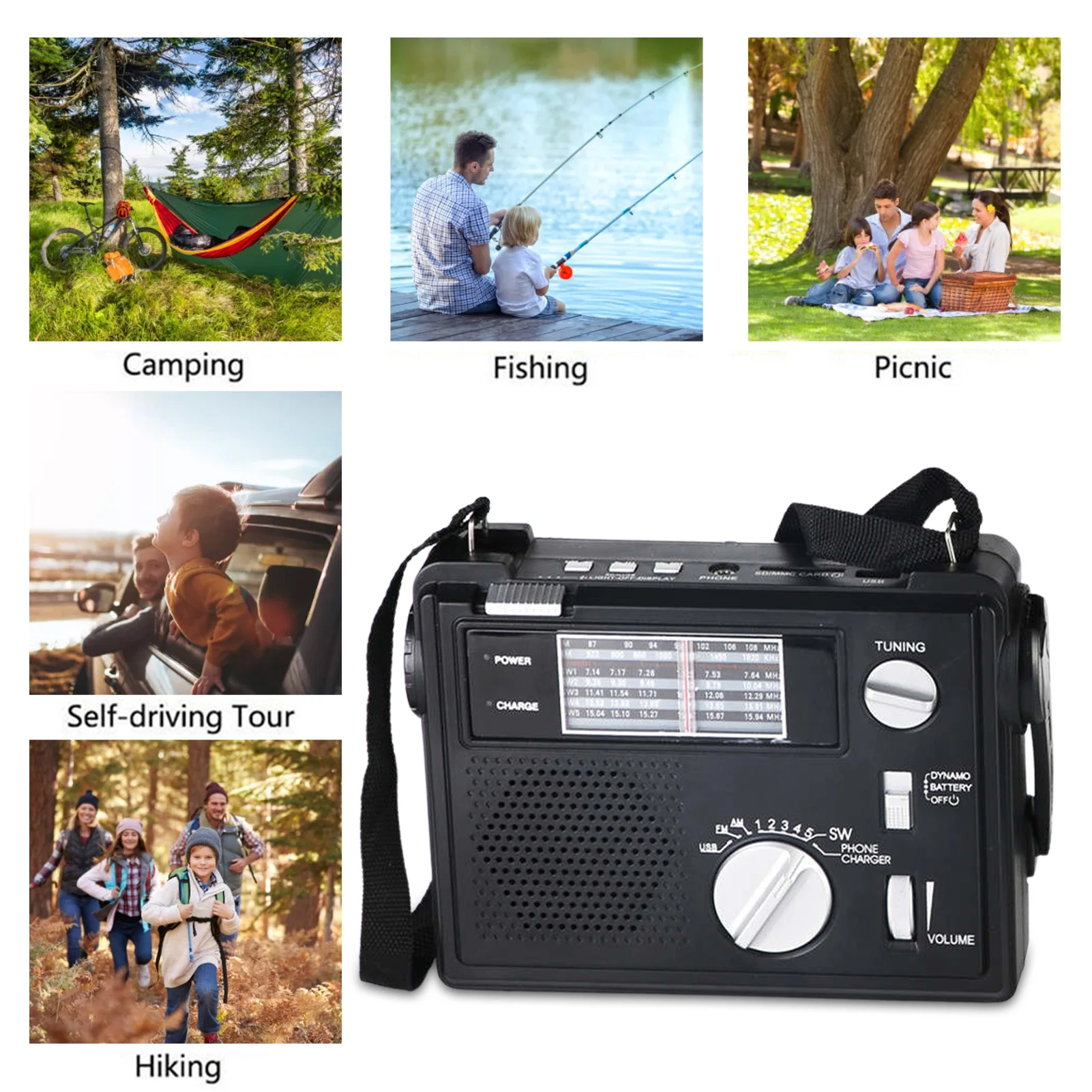 

AM FM портативное радио со светодиодным фонариком, аварийная погода, радио, музыкальный плеер, динамик с телескопической антенной, уличное ра...