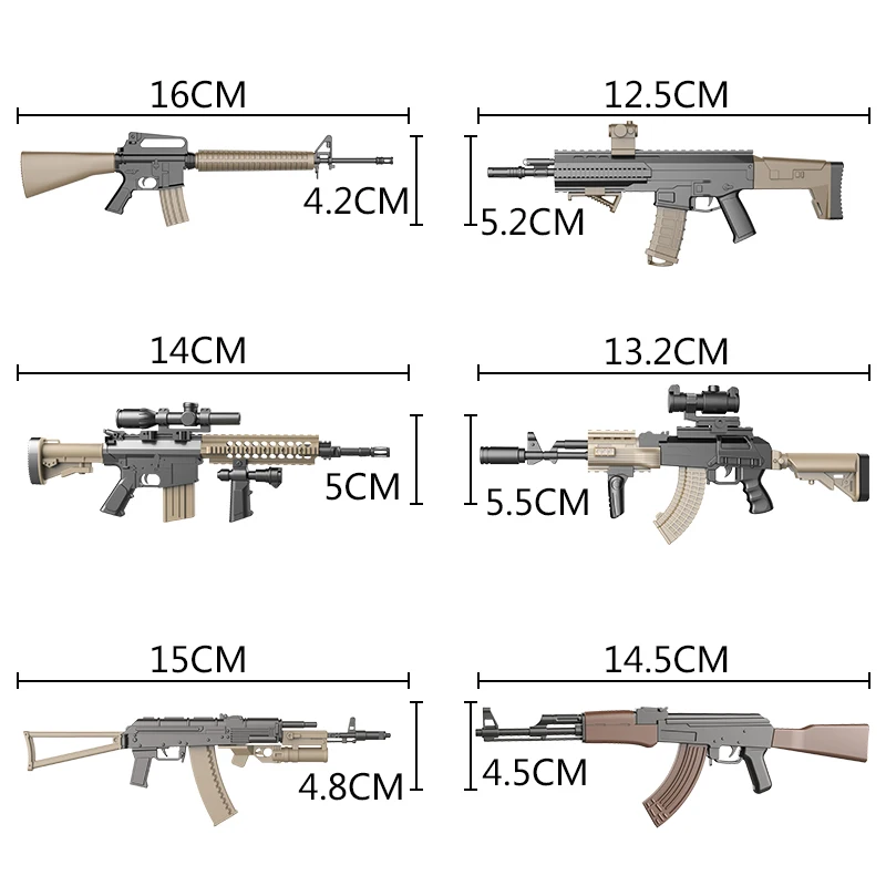 Фото 1:6 пистолет в сборе, модель для 12-дюймовой штурмовой винтовки AK47 M4 M16 AKM AK74, цветная версия, модель оружия №2
