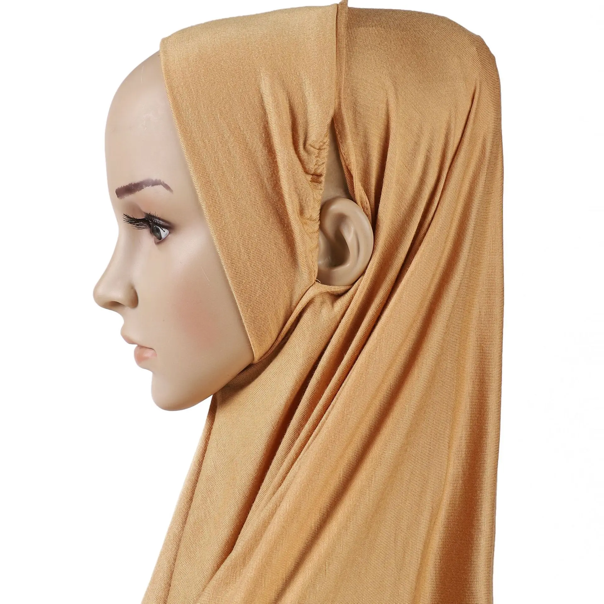 Instant Hijab with Earhole Jersey Head Wraps for Women Muslim Hijab Scarf Islam Soft Headscarf Female Turban Caps Foulard Femme