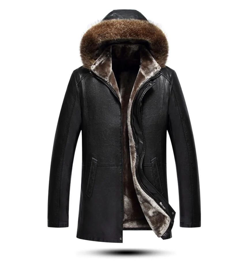 

Winter Mens Clothing Coat Sheepskin Natural Leather Long Sleeve Button Casual Slim Fit Casacas Parka Office Business Jacket 5XL